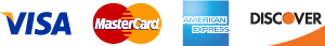 Visa, Mastercard, American Express, Discover.